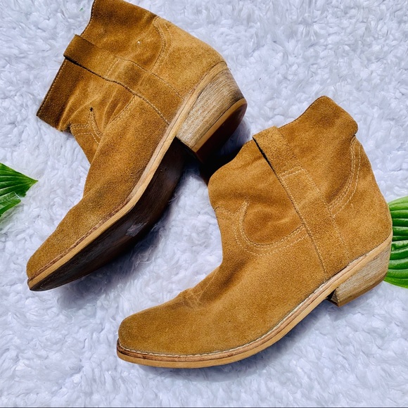 SAM EDELMAN Tan Suede Pull On Booties - Picture 3 of 6